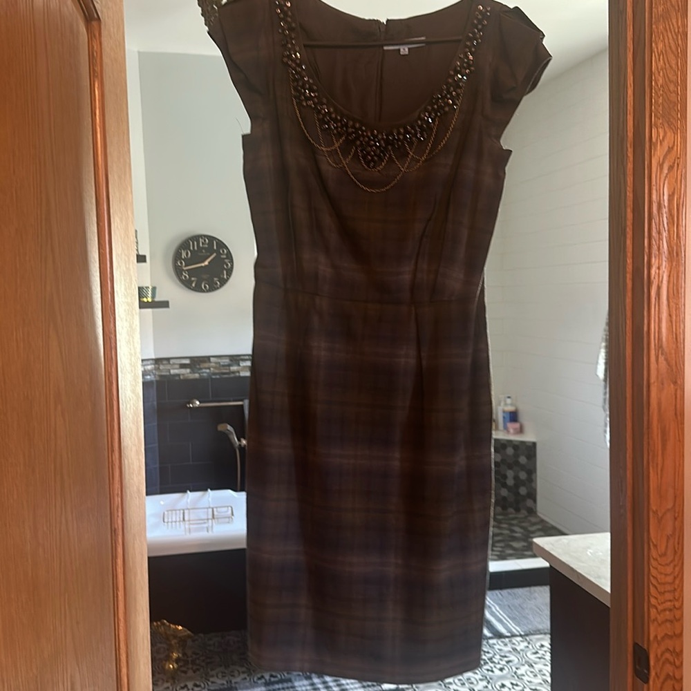 Gently worn women’s dress; Antonio melani sz 8; blue tartan; knee length